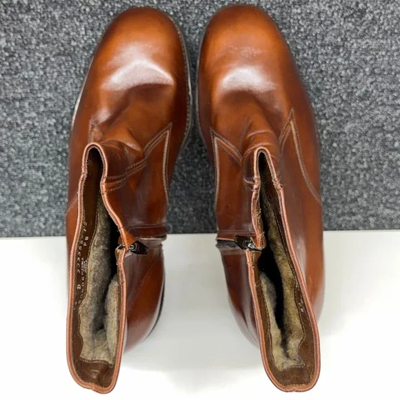 Florsheim Grenoble 80606 Mens Brown Leather Side Zip Crepe Boots 13 D Vintage